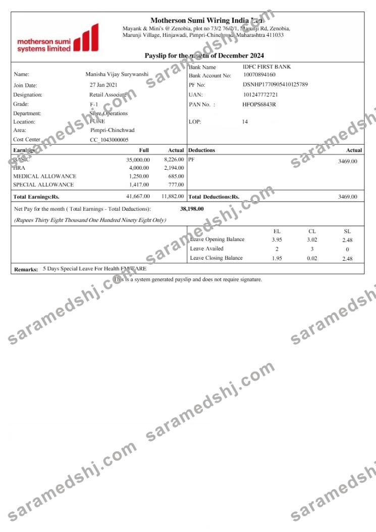 Motherson Sumi Wiring harness payslip template in Word and PDF formats.pdf, 1